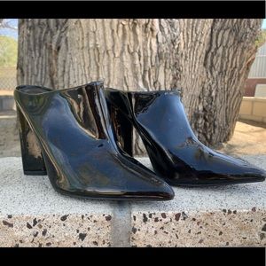 Qupid Black Patent mule heels